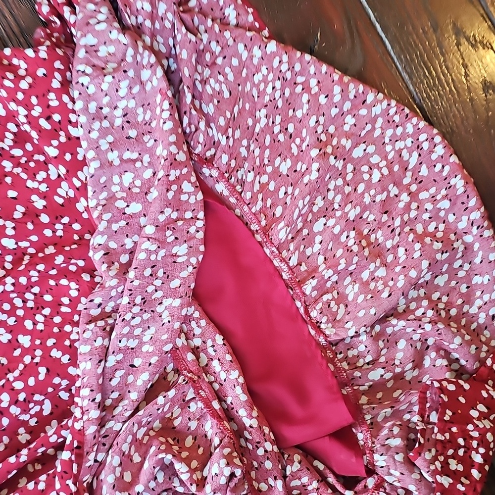 Red Button-Front Dress - Picture 3 of 3